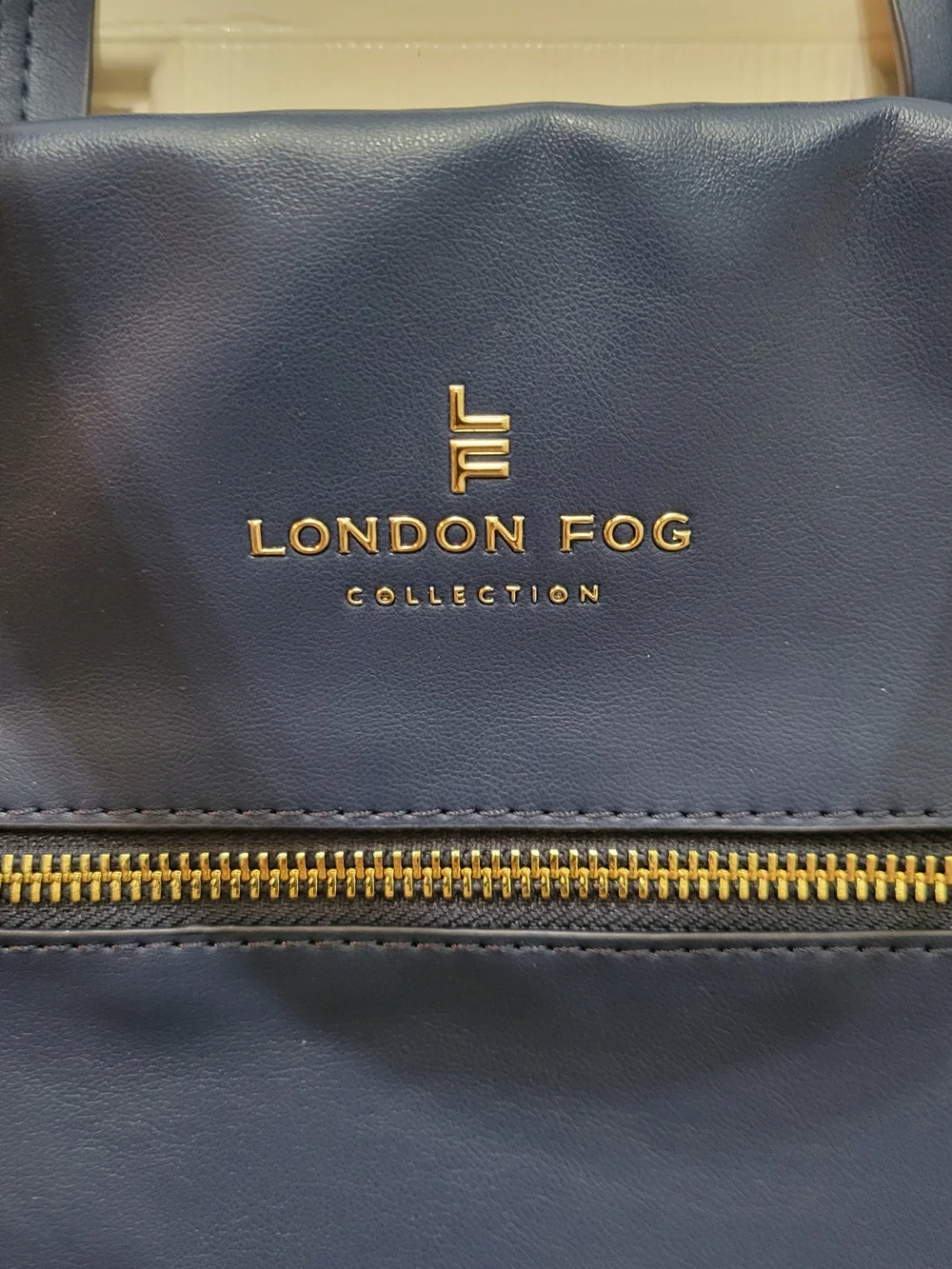 London Fog Navy Tote Bag with Front Zip Pocket